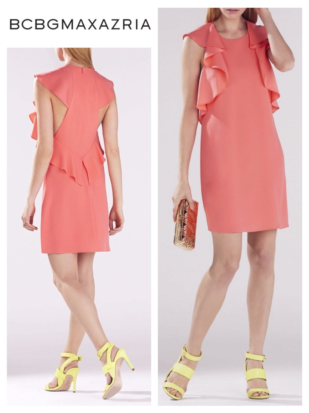 BCBGMaxAzria Jenni Ruffle-Shoulder Racerback Dress